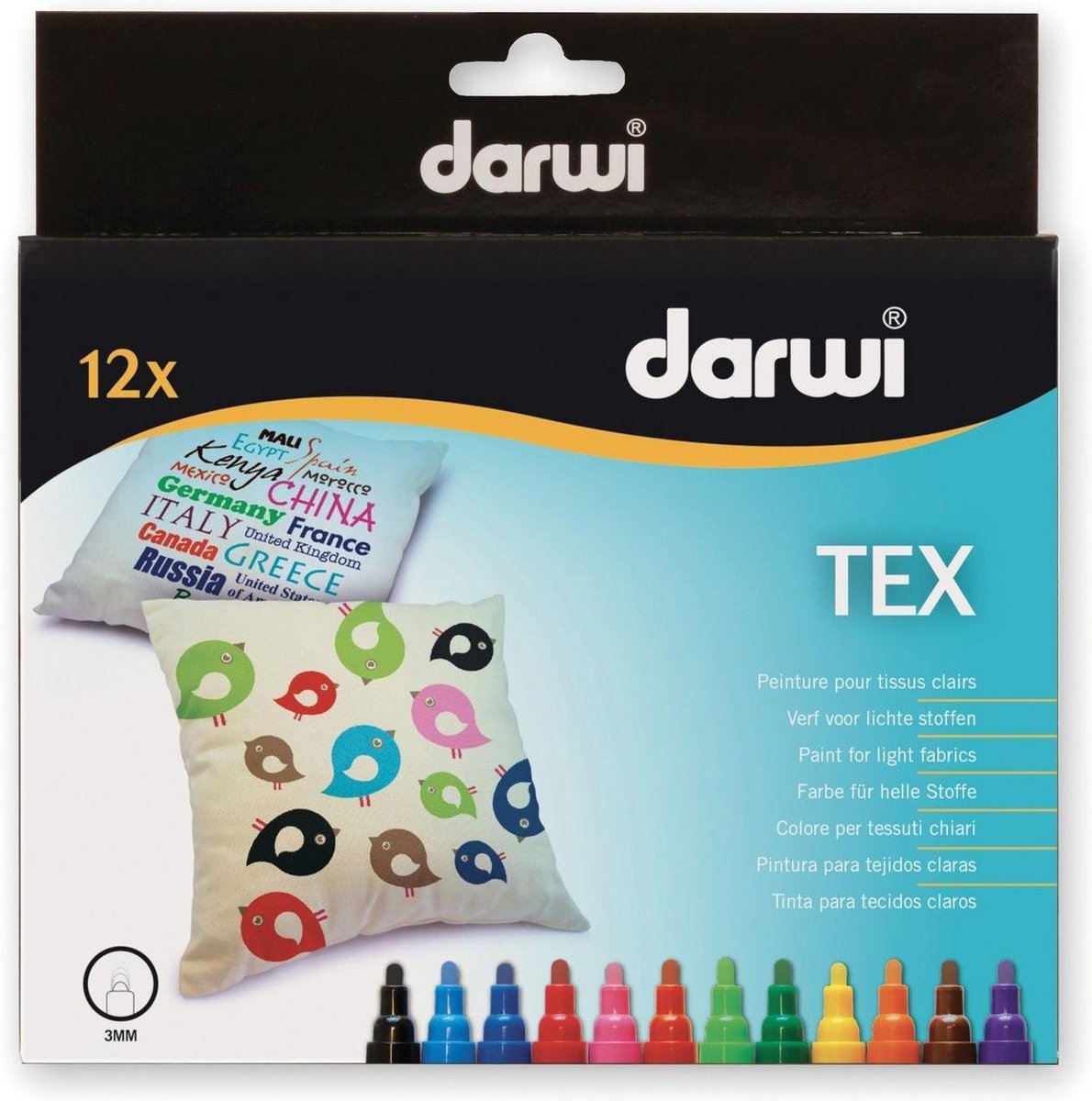 Darwi - Tex Textiel Marker 3Mm Punt 12Pcs