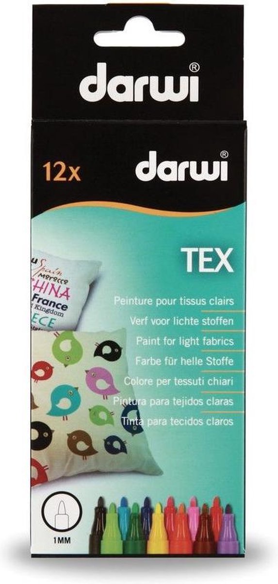 Darwi TEX textiel marker 1mm punt 12stuks