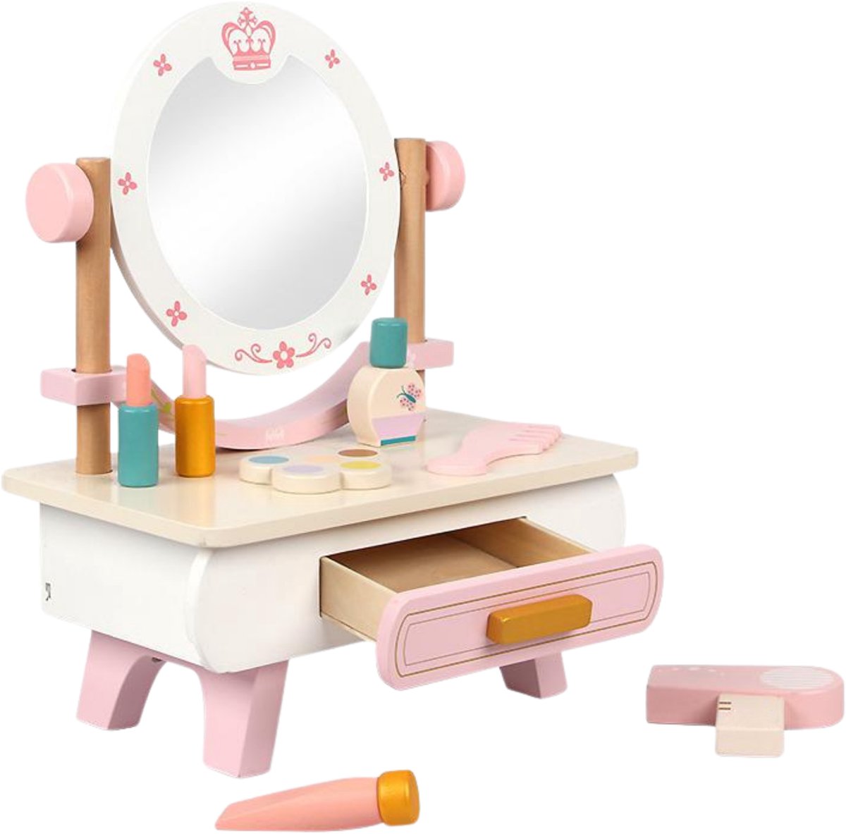   Kids - Speelgoed Kaptafel - Houten Make-up Tafel - Roze Schoonheidssalon - Voor Meisjes
