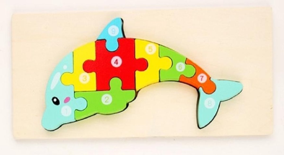 Kinderpuzzel - Hout - 10 stukjes - Dolfijn