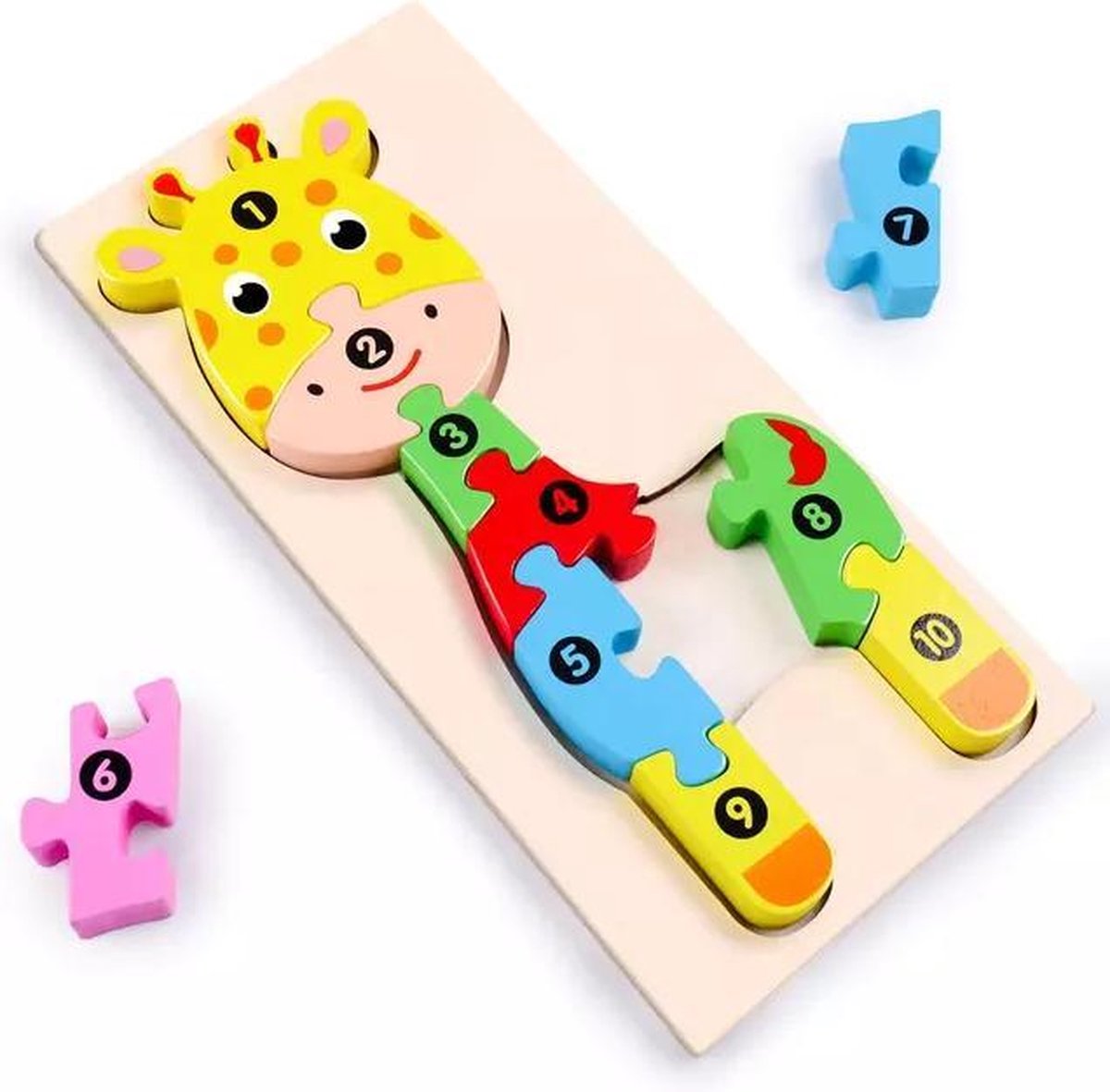 Kinderpuzzel - Hout - 10 stukjes - Giraffe