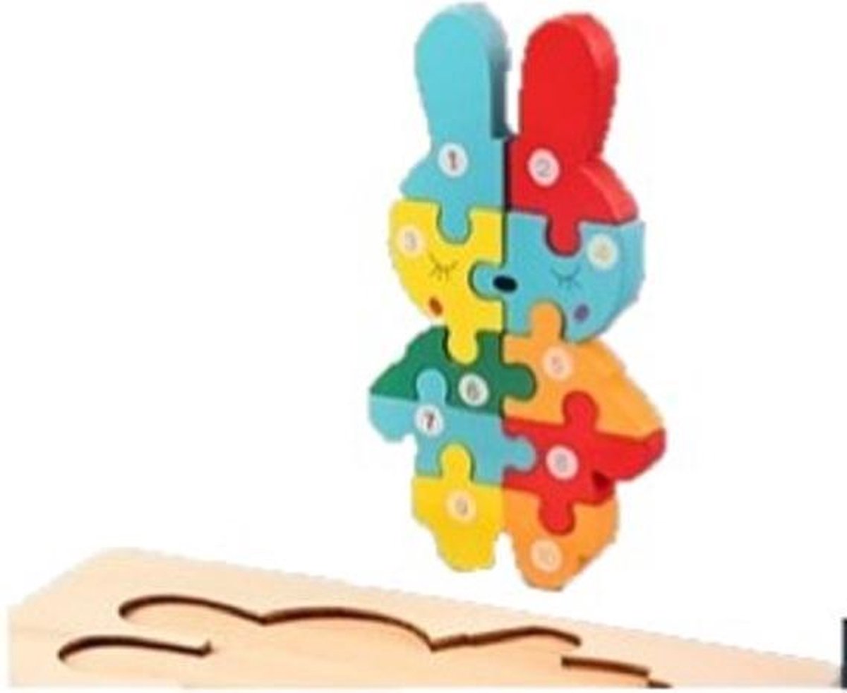 Kinderpuzzel - Hout - 10 stukjes - Konijn