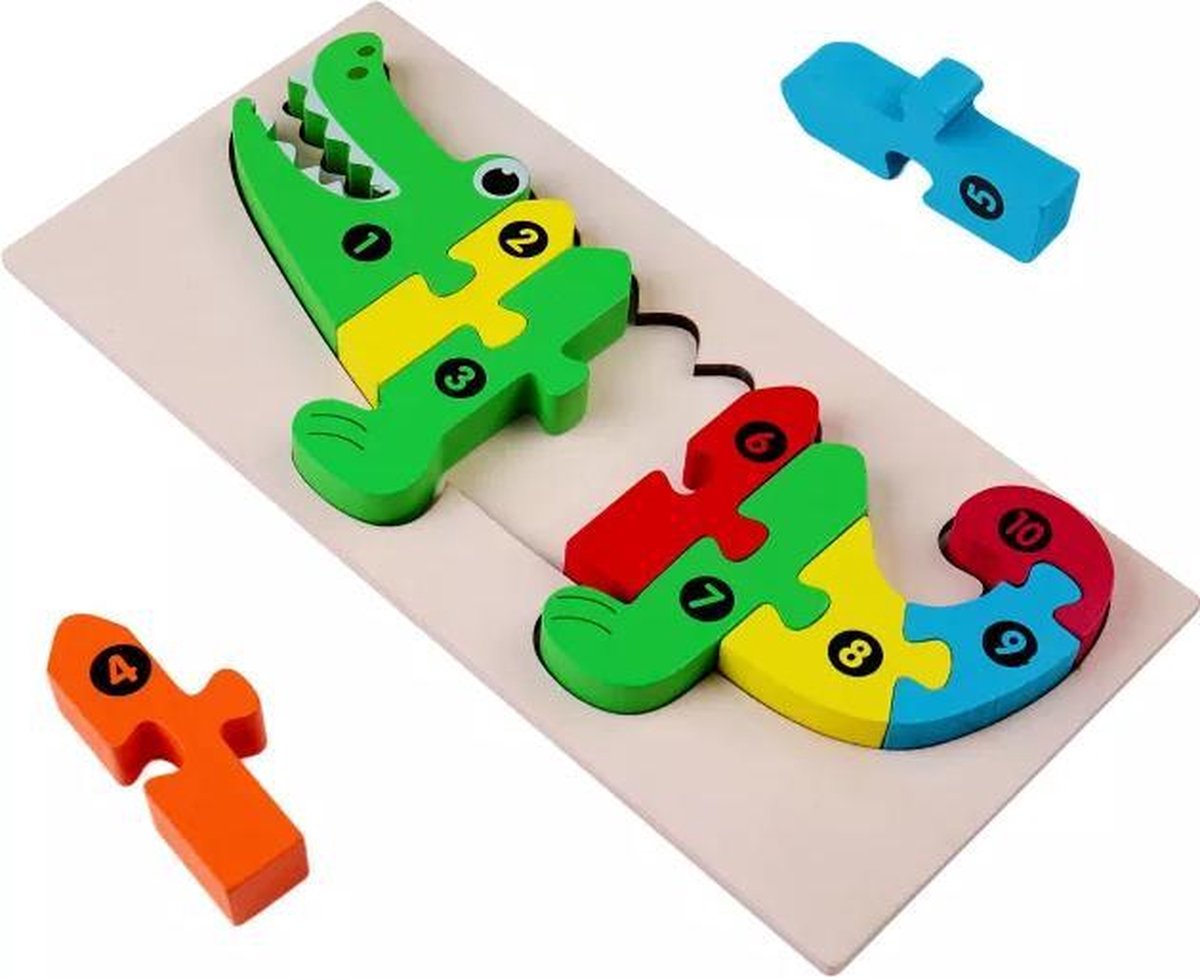 Kinderpuzzel - Hout - 10 stukjes - Krokodil