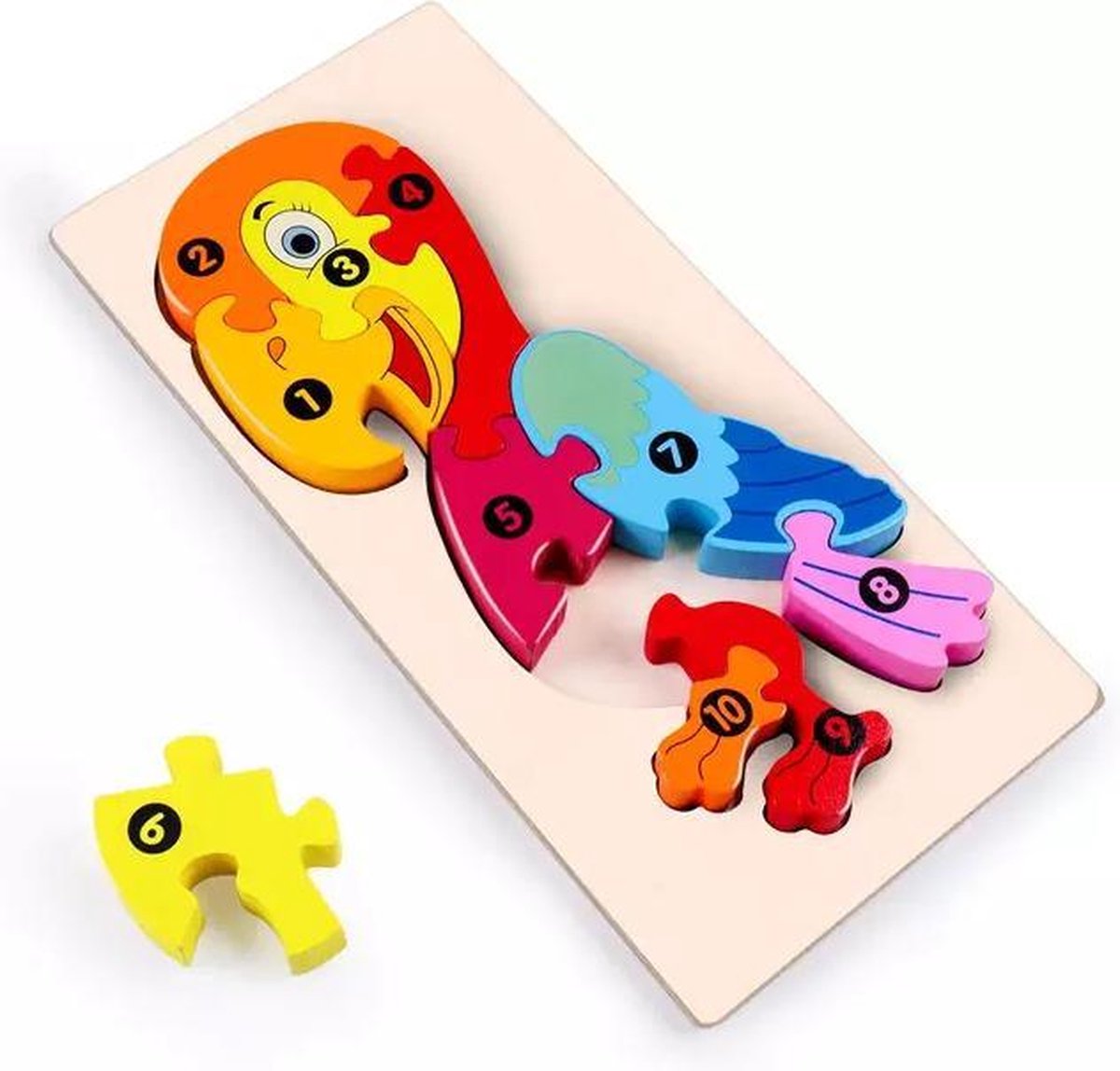 Kinderpuzzel - Hout - 10 stukjes - Papegaai