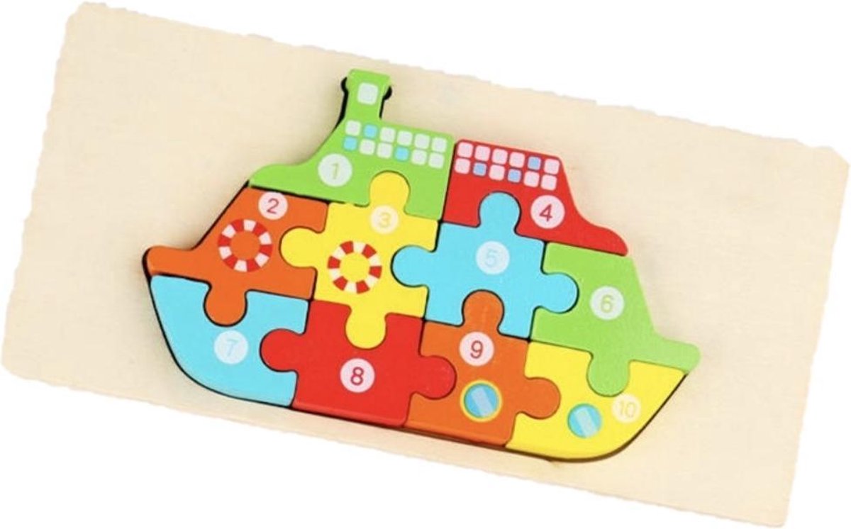 Kinderpuzzel - Hout - 10 stukjes - Stoomboot