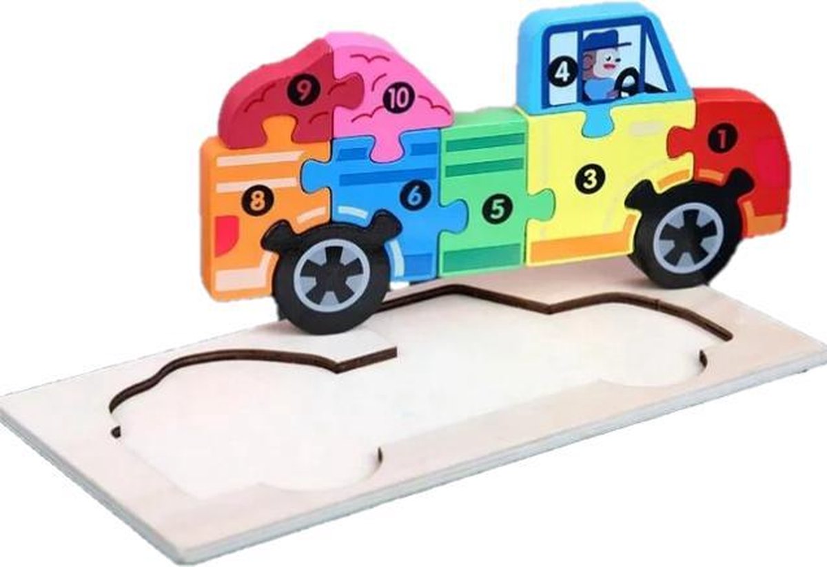 Kinderpuzzel - Hout - 10 stukjes - Vrachtwagen