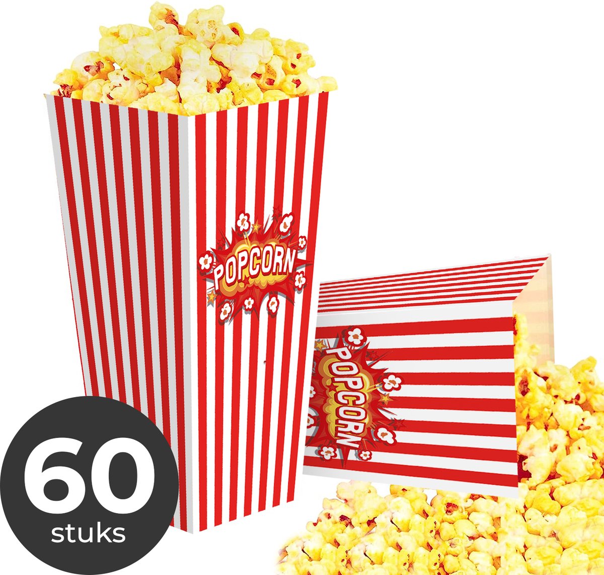 Dayshake Popcorn Bakjes - 60 stuks - Popcorn Zakjes voor Kinderfeestjes - Snoepbakje voor Traktaties