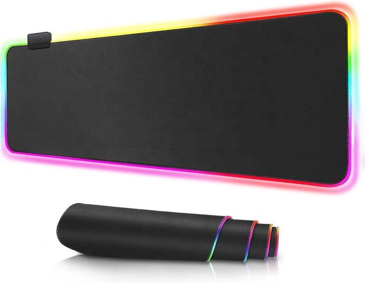 Gaming Muismat XXL 800X300 mm LED - Antislip rubber - LED kleurenrand met 14 verschillende modes -Duurzame Stof -  Muismat XXL - Computer Mat - Desktop Mat - Muismat Gaming - Mouspad XXL  test