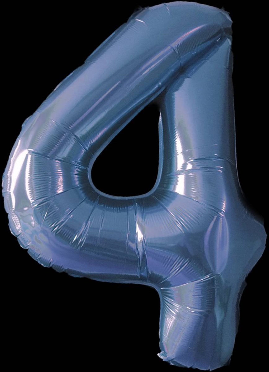 Folie ballon, verjaardags ballon, cijfer ballon 4 - 97cm - blauw - 10 stuks