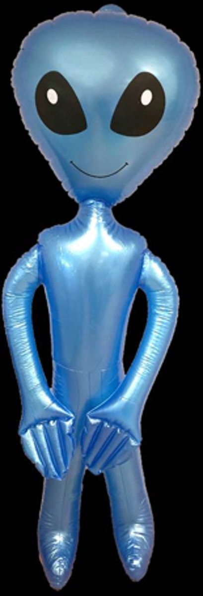 Opblaas alien, inflatables, space alien, blauw - 1 stuk