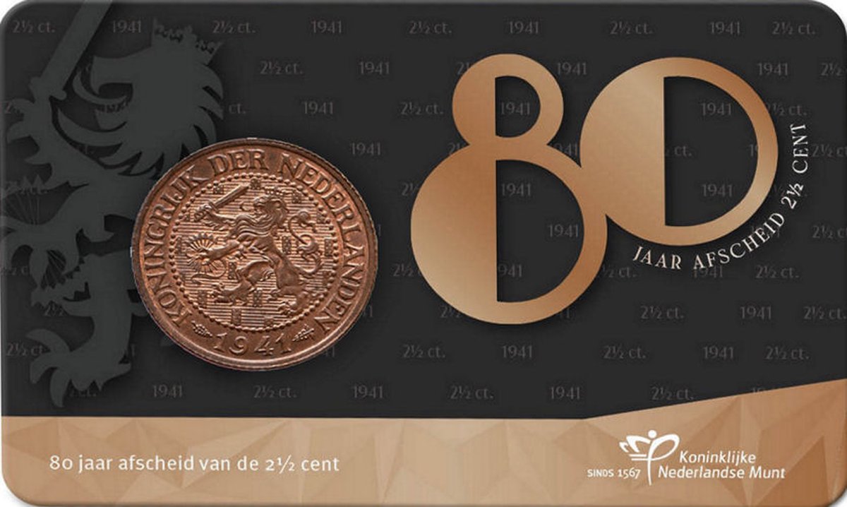 80 jaar Afscheid van de 2½ cent 1941 in coincard