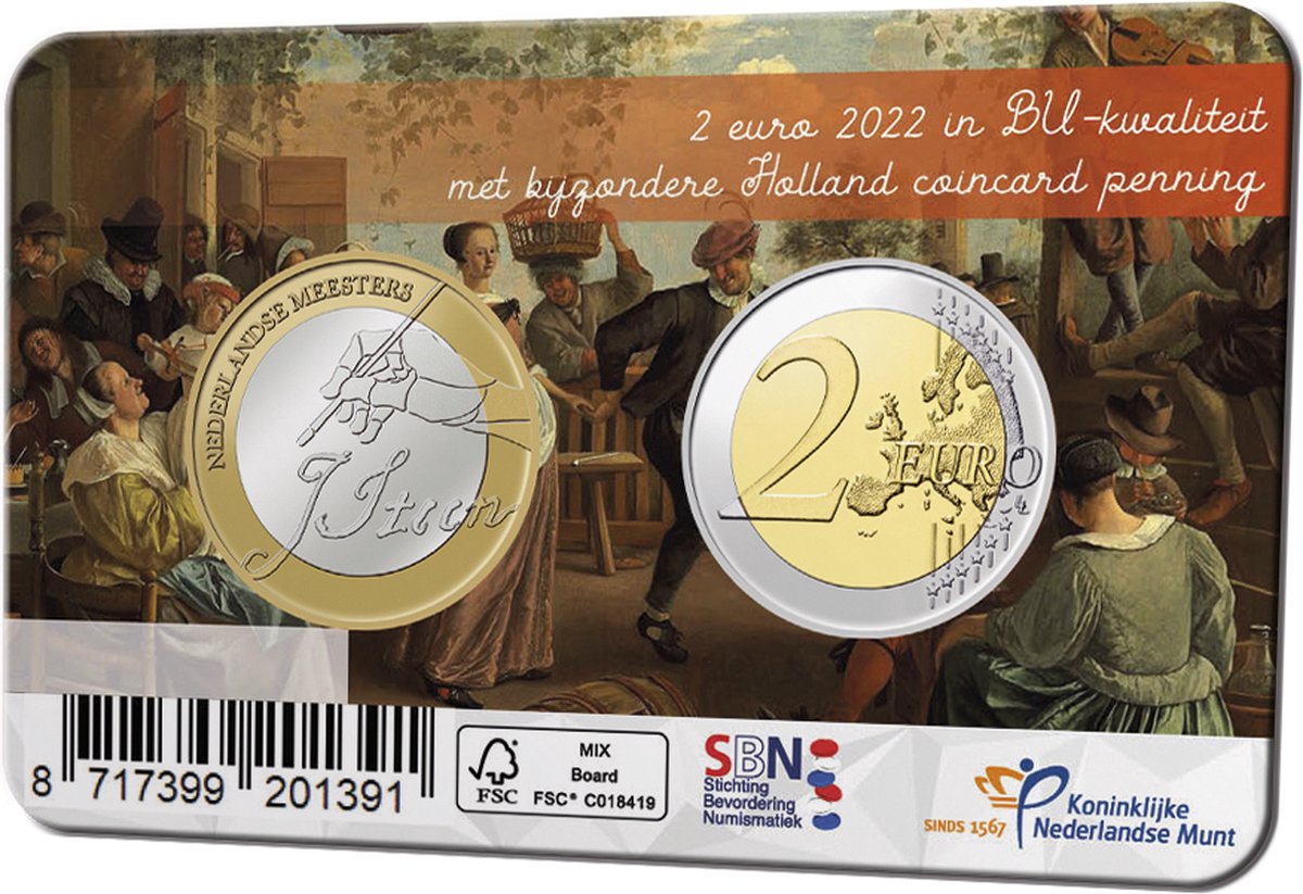 Nederland 2022 Holland coin Fair coincard Jan Steen 2 EURO