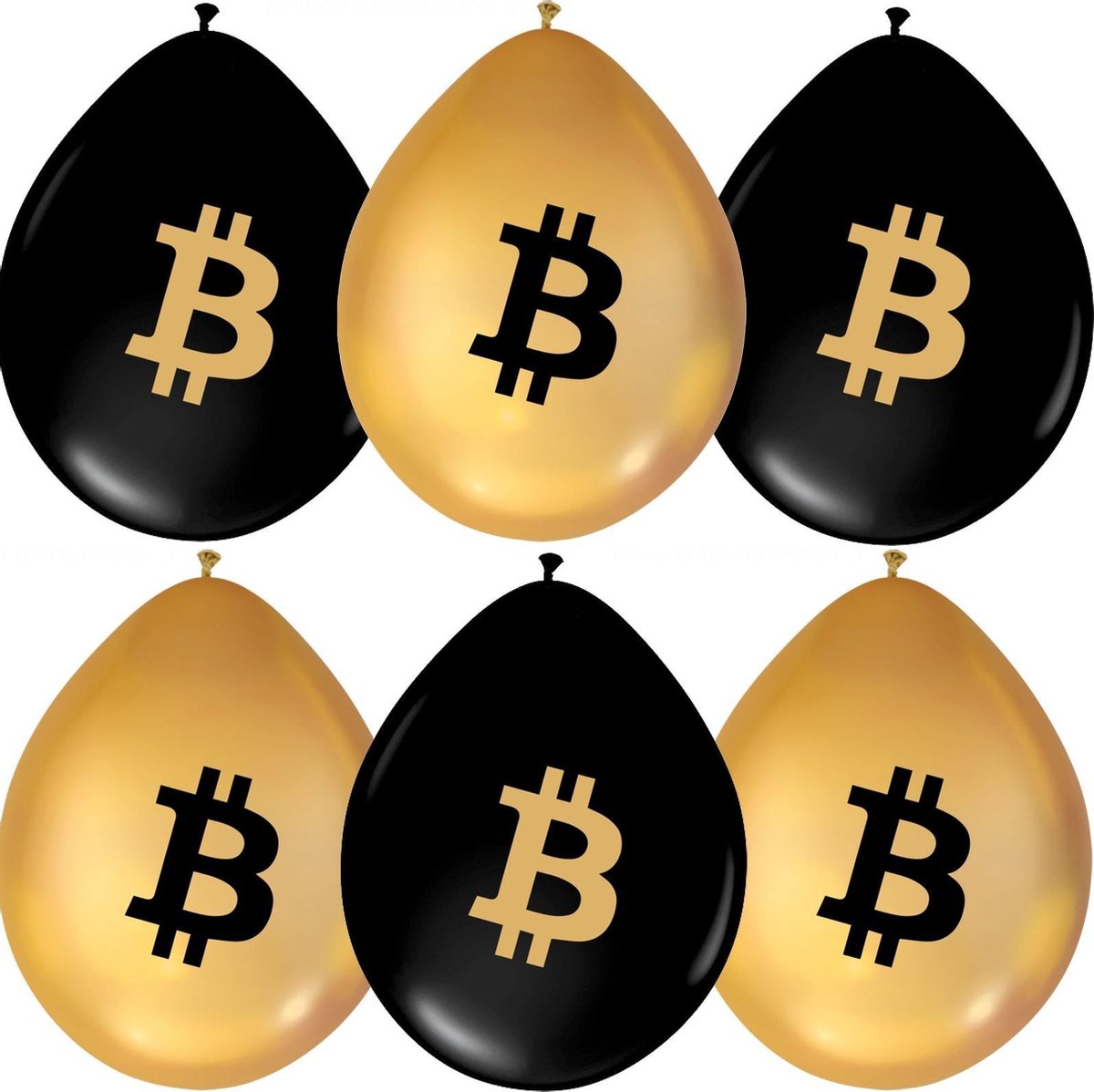 10 Zwarte/gouden Bitcoin ballonnen (Lucht)