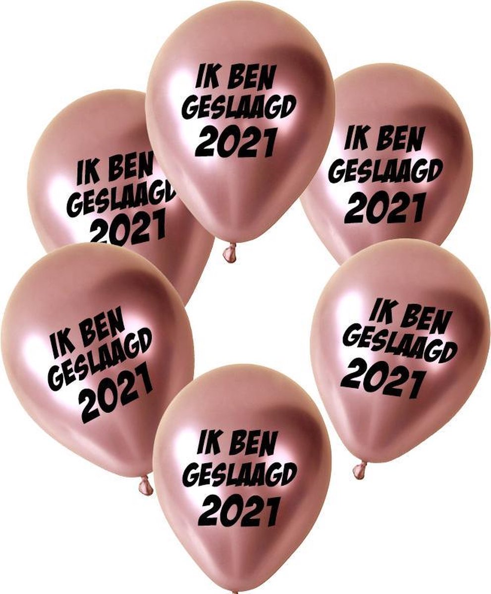 Ballonnen - Ik ben geslaagd 2021 Crome Rose Gold (6 stuks)