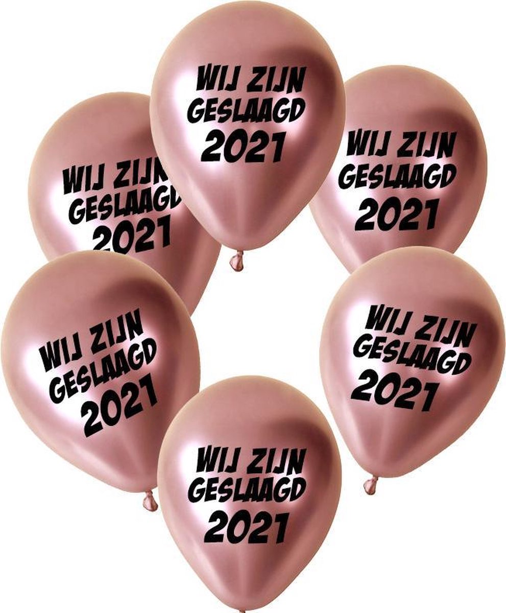 Ballonnen - Wij zijn geslaagd 2021 Crome Rose Gold (6 stuks)