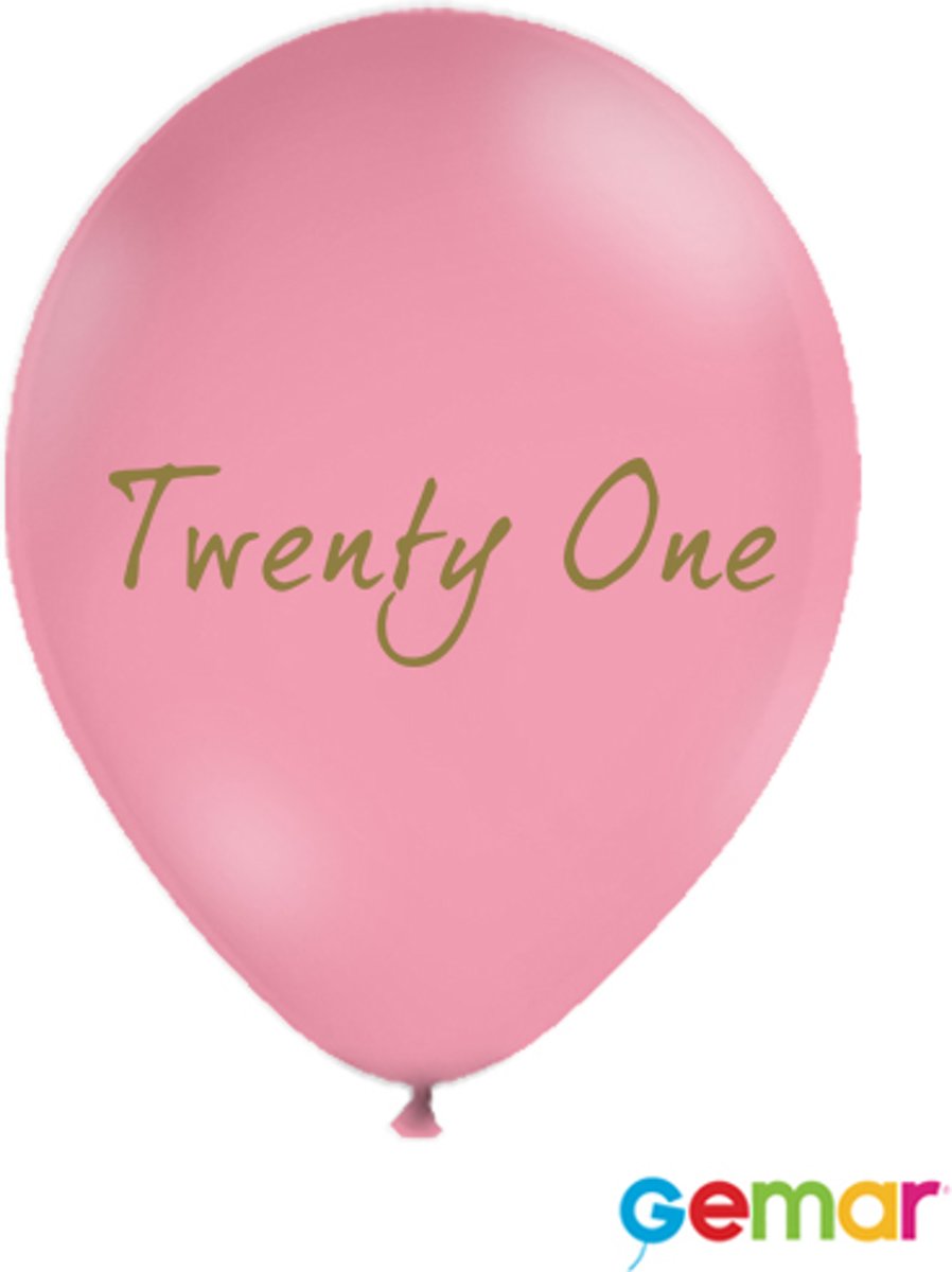 Ballonnen “Twenty One” Pink met opdruk Goud