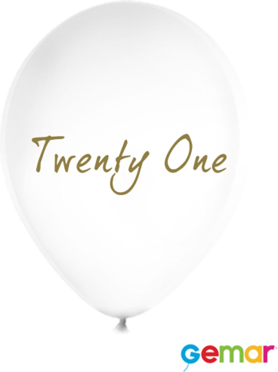 Ballonnen “Twenty One” Wit met opdruk Goud