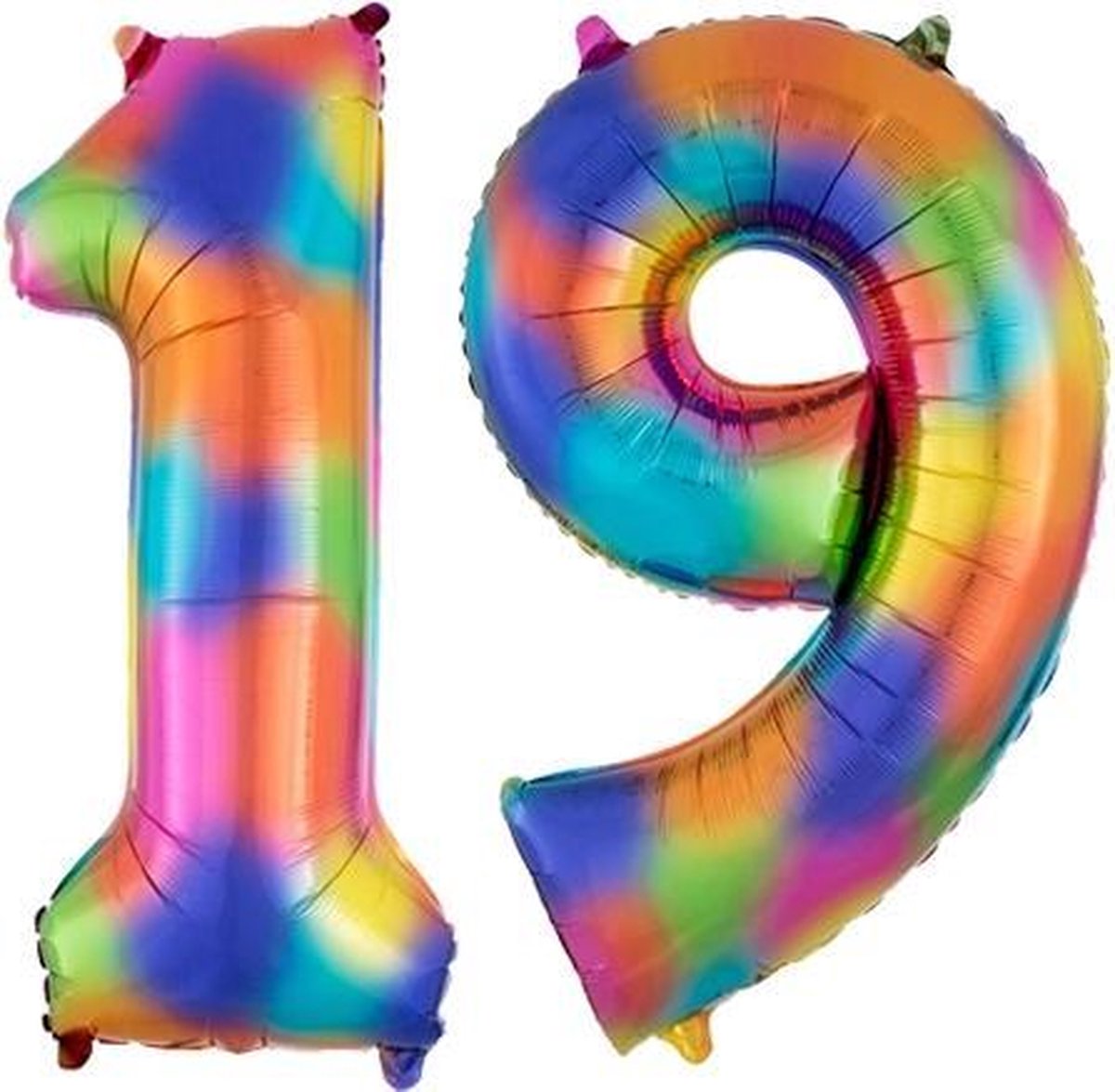 Cijfer 19 Regenboog Helium 86 cm