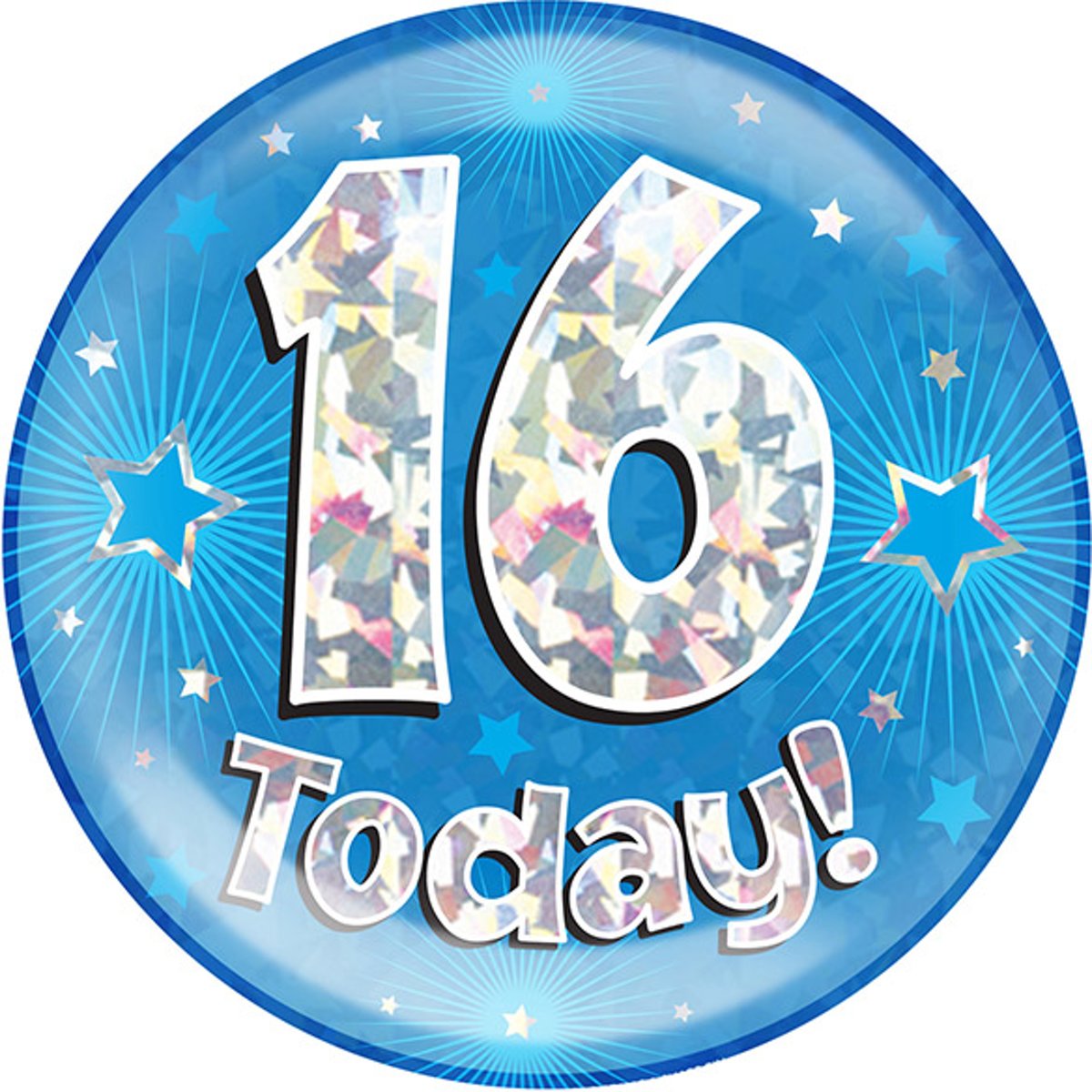 Mega Button “16 today Blauw”