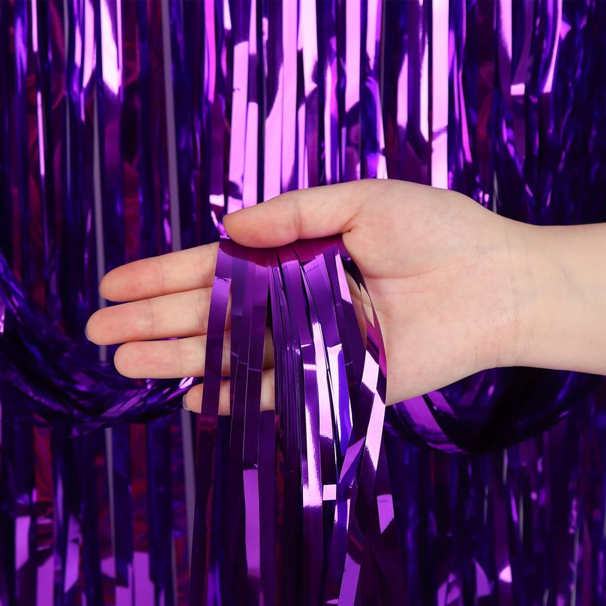 Deurgordijn Glittergordijn Paars Verjaardag Versiering Glitter Gordijn 200*100 Cm - 2 Stuks