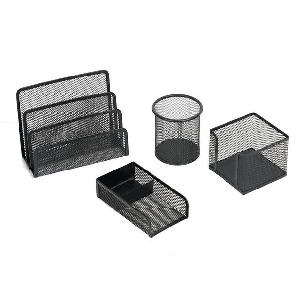 4 Delige Complete Bureau Organizer Set - Mesh bureau organizer -