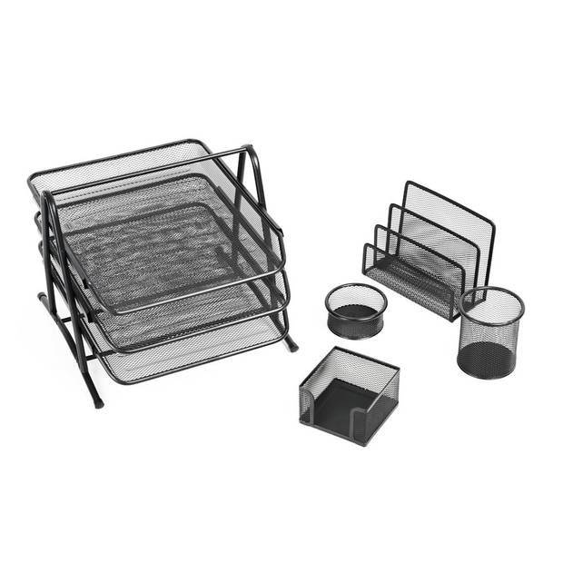 5 Delige Bureau Organizer SET - Pennenbakje - Mesh metaal - Brievenbak