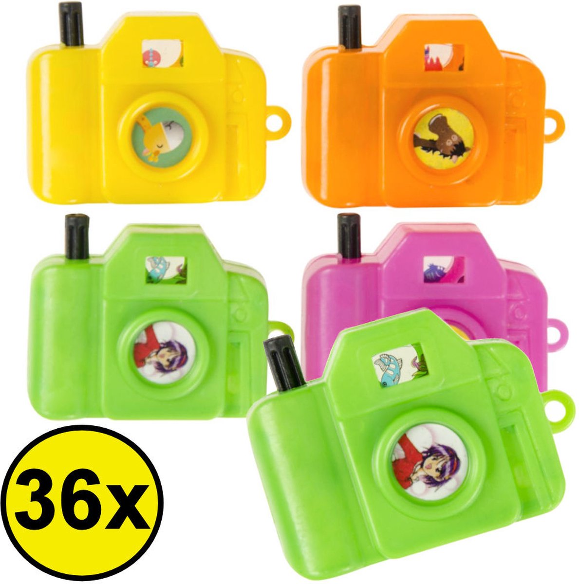 Decopatent® 36 STUKS Foto Camera Viewer - Speelgoed Camera - Cameraatje met Beelden - Traktatie - Kado voor Jongens & Meisjes - Uitdeelcadeautjes