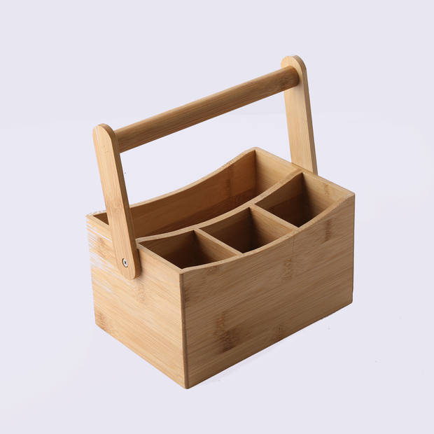 Decopatent® Pennenbakje - Bamboe hout - 4 vakken - Bureau organizer -