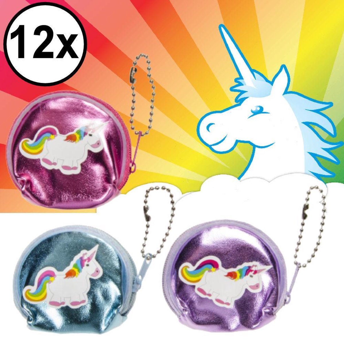 Decopatent® Uitdeelcadeaus 12 STUKS Mini Unicorn / Eenhoorn Portemonees - Traktatie Uitdeelcadeautjes voor kinderen - Speelgoed