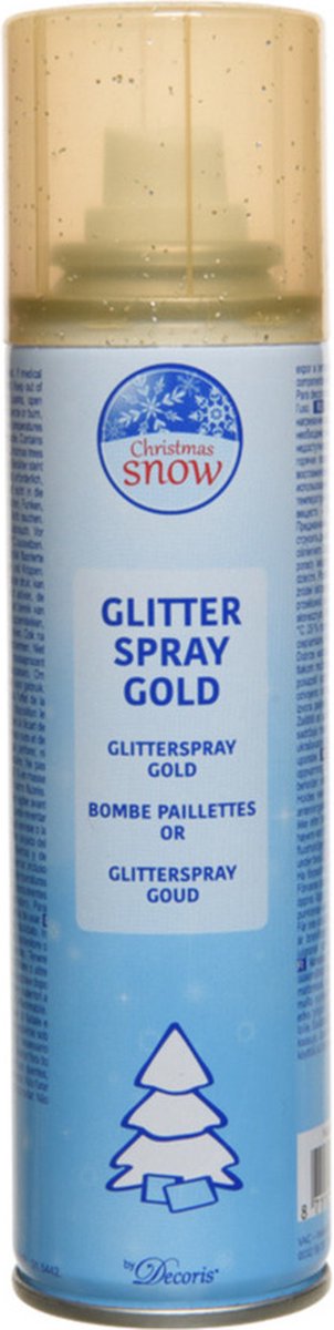 Decoratie spray goud/goudspray met glitters 150 ml - glitterspray goud