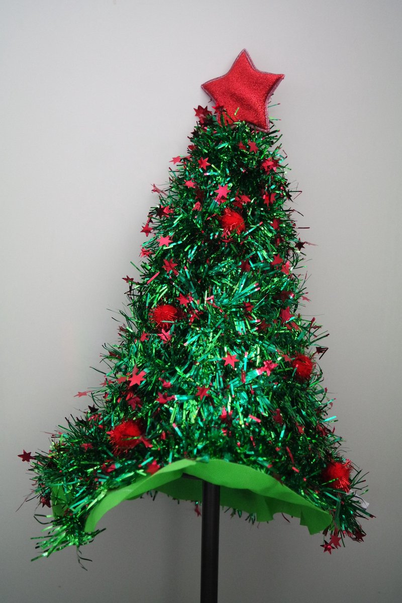 Decoris Kerstboom Hoed - Rood/ Groen - One Size