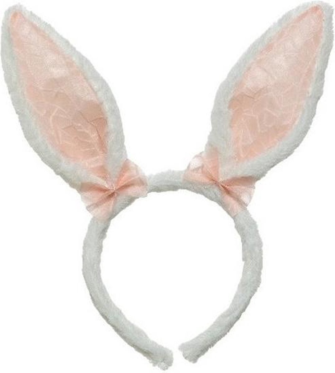 Wit/roze Paashaas oren verkleed diadeem voor kids/volwassenen - Pasen/Paasviering - Verkleedaccessoires - Feestartikelen