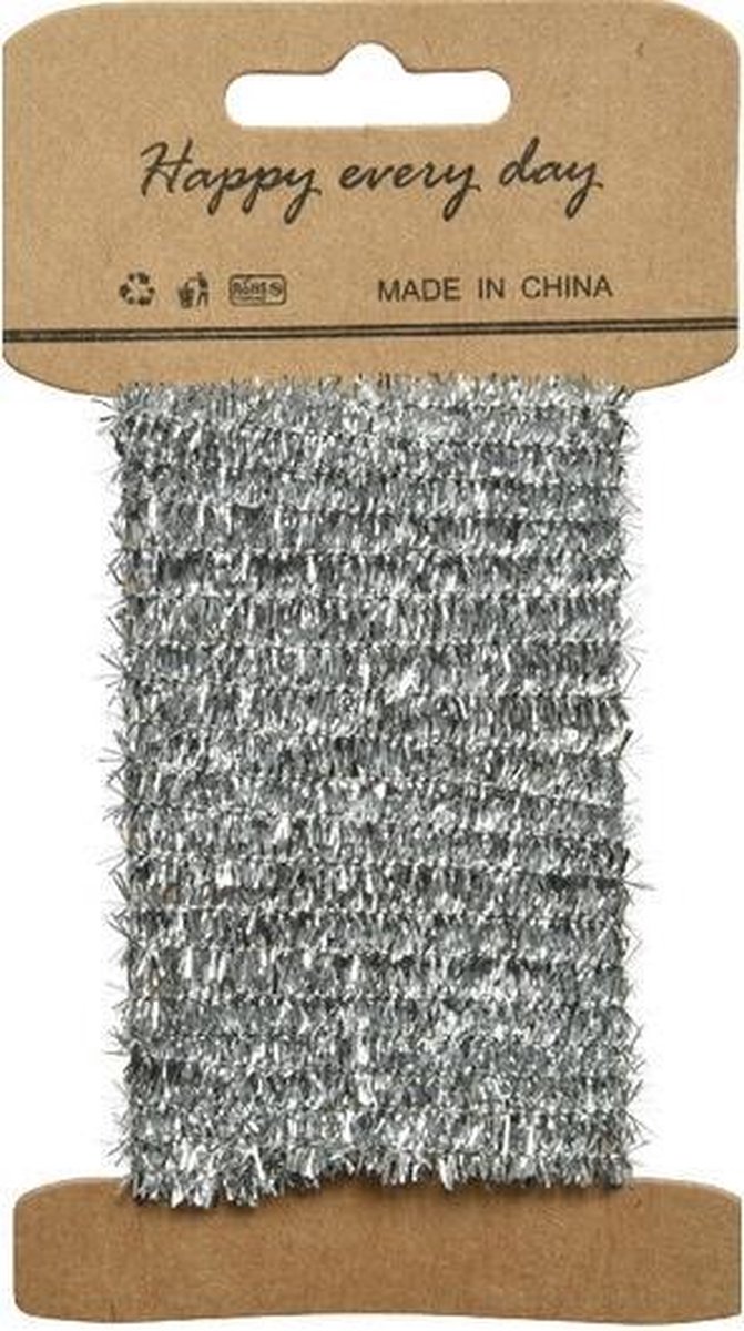 Zilver lametta lint ijzerdraad op rol 200 cm - Hobby ijzerdraad zilver