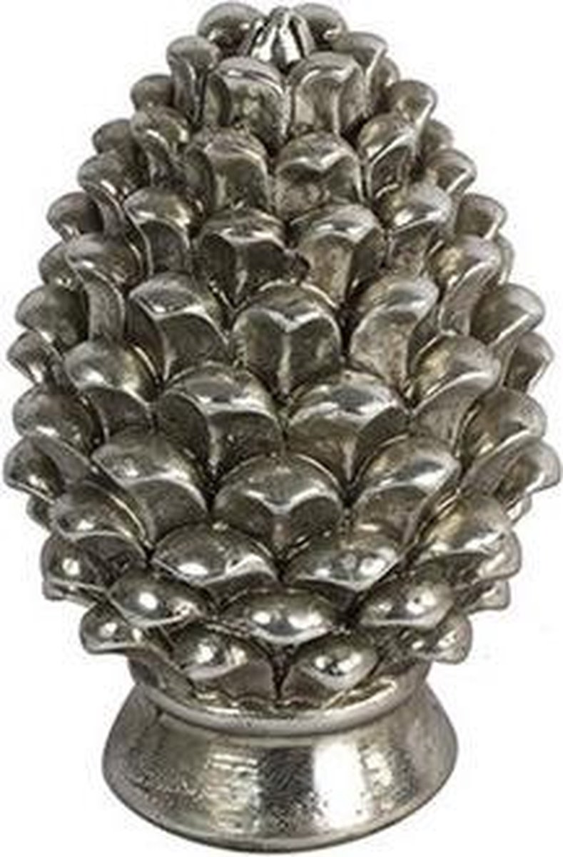 Decostar Decoratie Dennenappel 19 Cm Polyresin Zilver