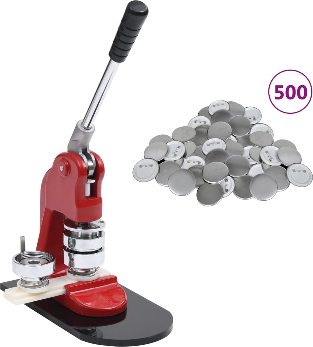 Decoways - Buttonmachine met 500 st buttononderdelen 25 mm