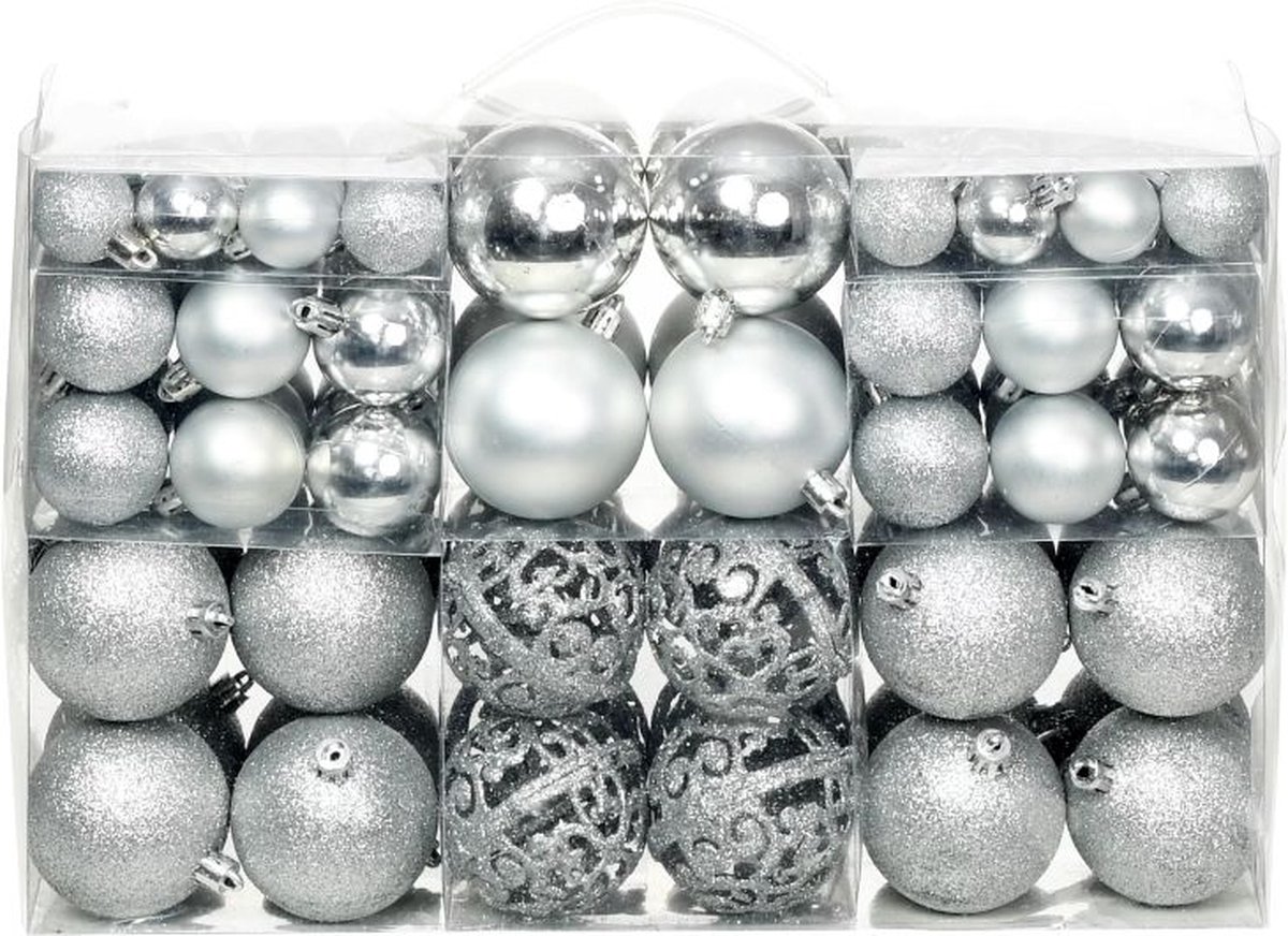 Decoways - Kerstballenset 6 cm zilver 100-delig