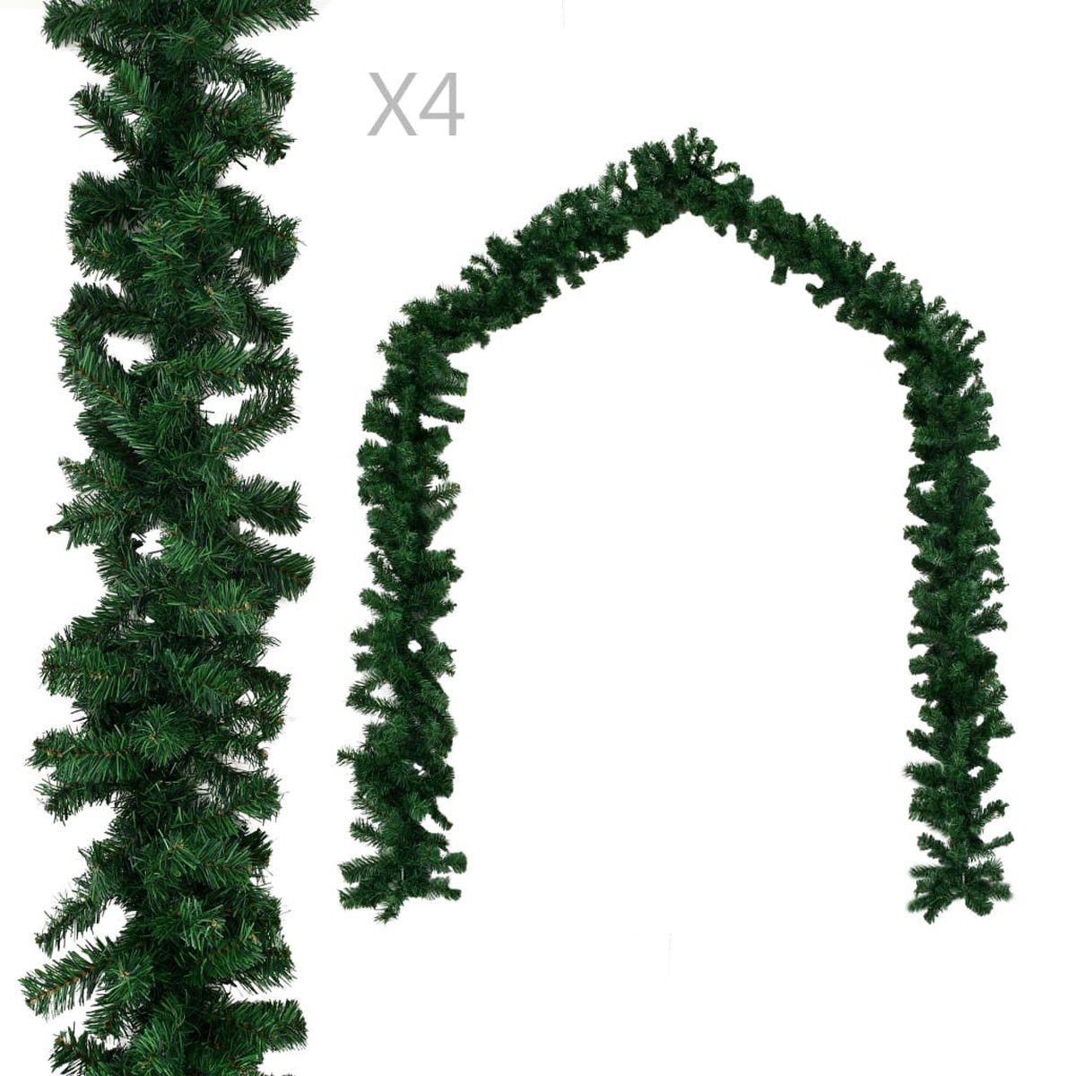 Decoways - Kerstslingers 4 stuks 270 cm PVC groen