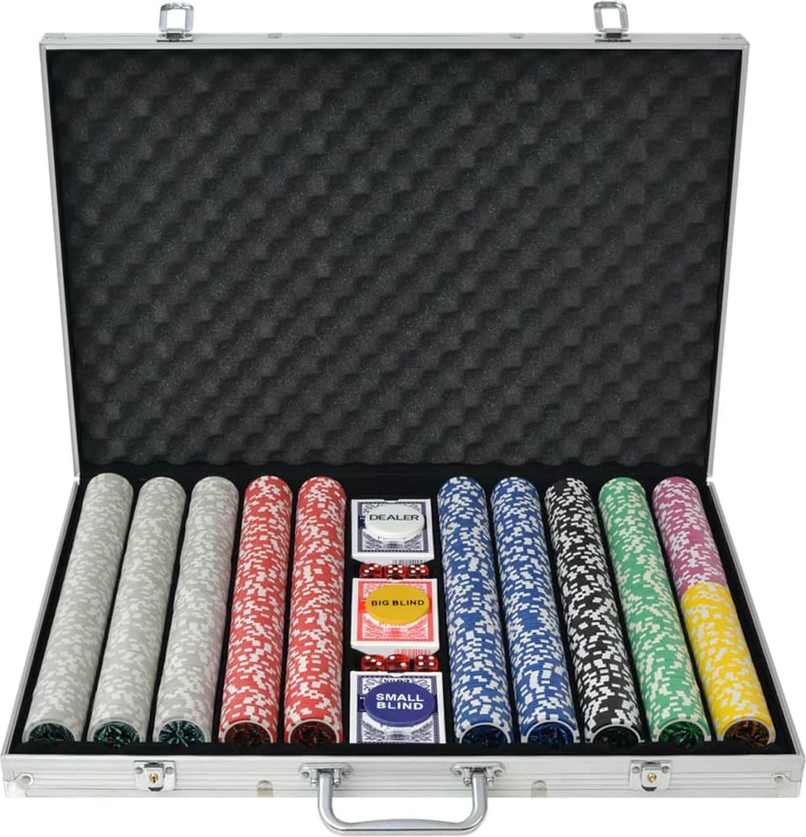 Decoways - Pokerset met 1000 laser chips aluminium