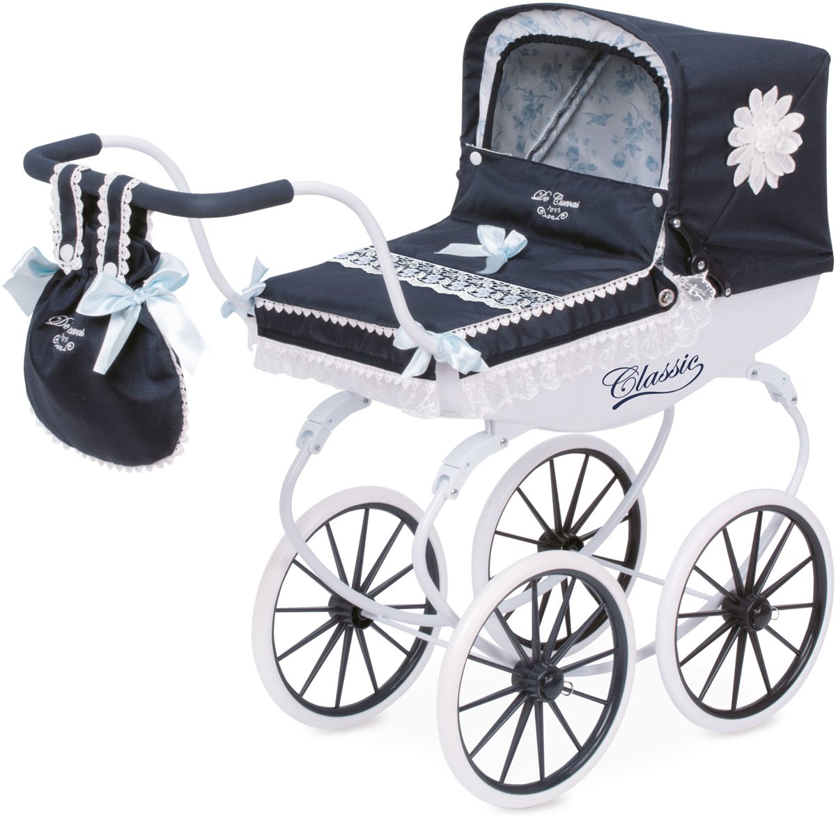 Poppenwagen classic blauw retro