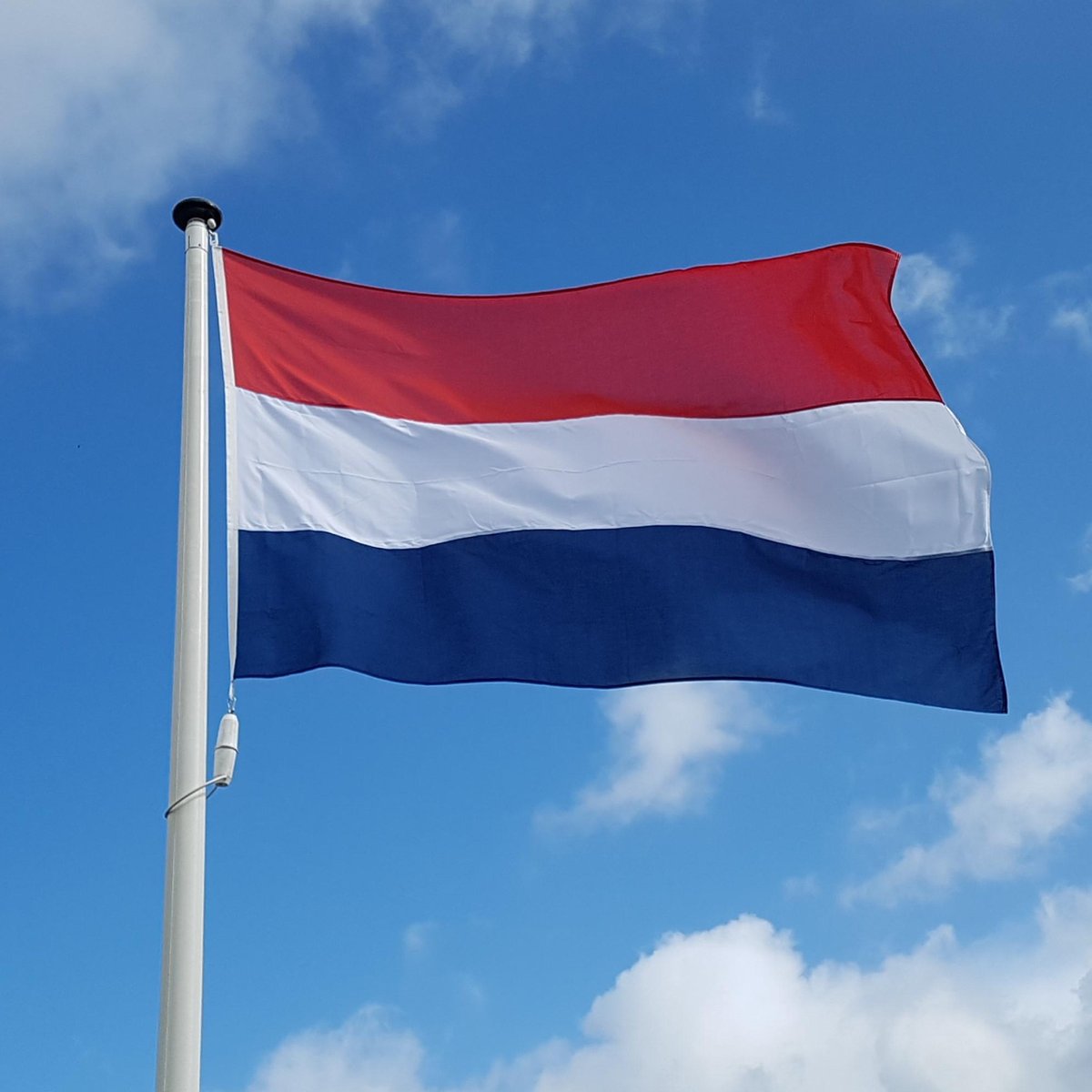 Actieset geschikt voor een 6 meter mast: Premium kwaliteit Nederlandse vlag 150 x 225 cm Marineblauw + oranje wimpel 250 cm!