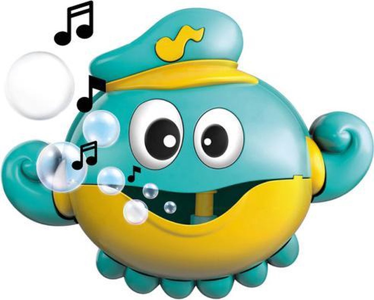 Dele® Bubbelmachine Badspeelgoed - 12 Verschillende Kindermelodieën - Zeepbellen - Muziek Speelgoed - Speelgoed Bad - Speelgoed Cadeau voor Kinderen - Baby Speelgoed Vanaf 18 Maanden -Octopus - Lichtblauw - Geel