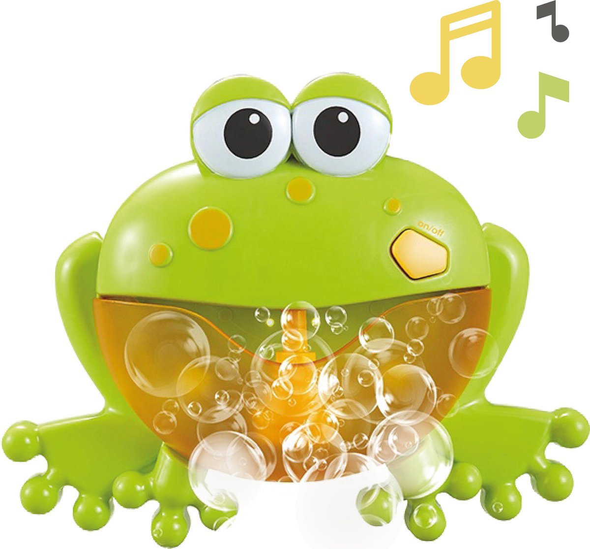 Dele® Bubbelmachine Badspeelgoed - 12 Verschillende Kindermelodieën - Zeepbellen - Muziek Speelgoed - Speelgoed Cadeau voor Kinderen - Baby Speelgoed Vanaf 18 Maanden - Kikker - Groen – Geel