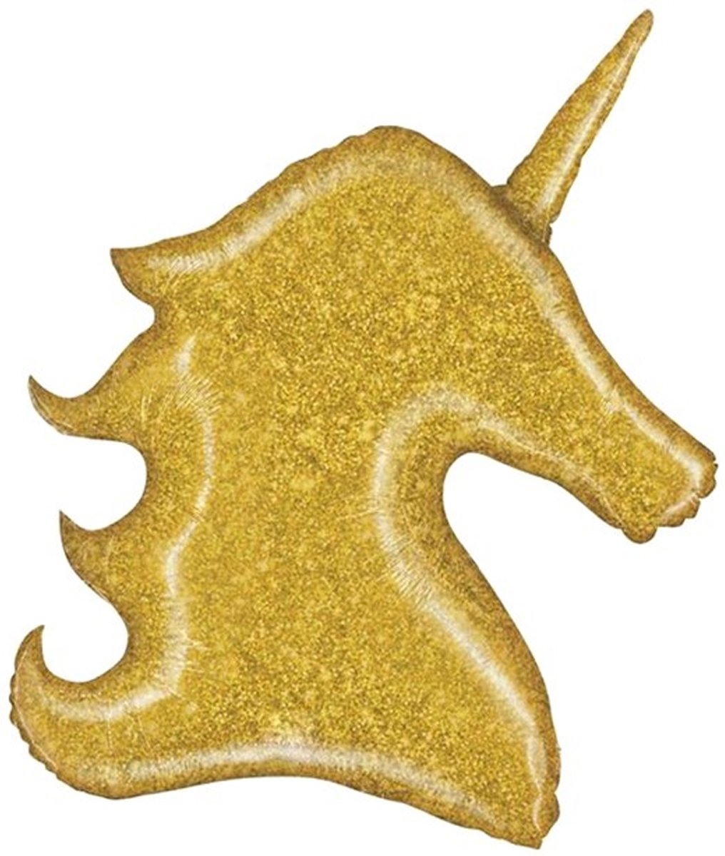 Folie Ballon Unicorn Goud Glitter - 100 Centimeter