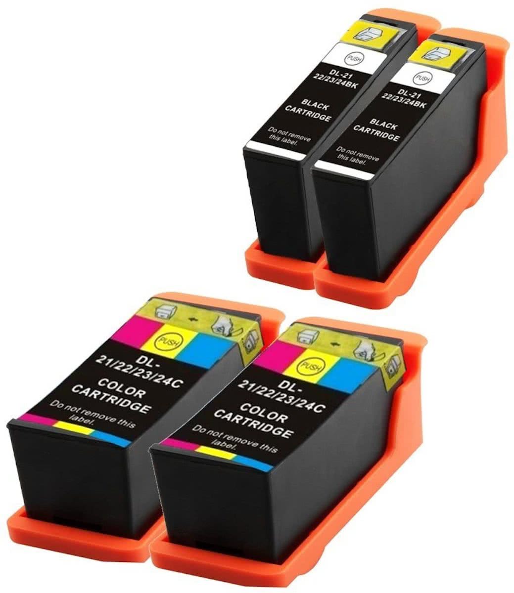 Compatible voor Dell Series 21 (22,23 en 24) InktBV® Inktcartridge-set 4pak