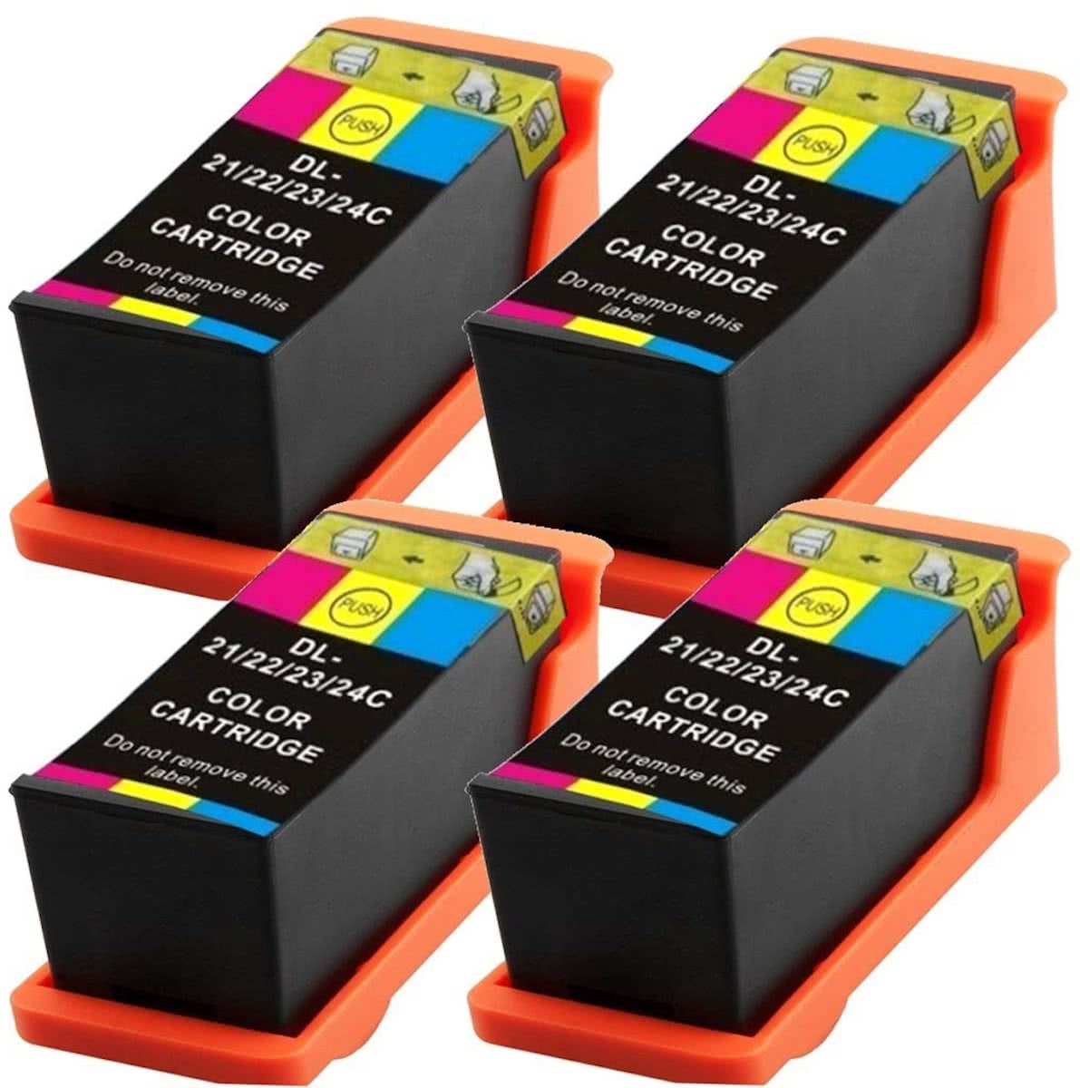 Compatible voor Dell Series 21 (22,23 en 24) InktBV® Inktcartridge-set 4pak. 4 Kleur