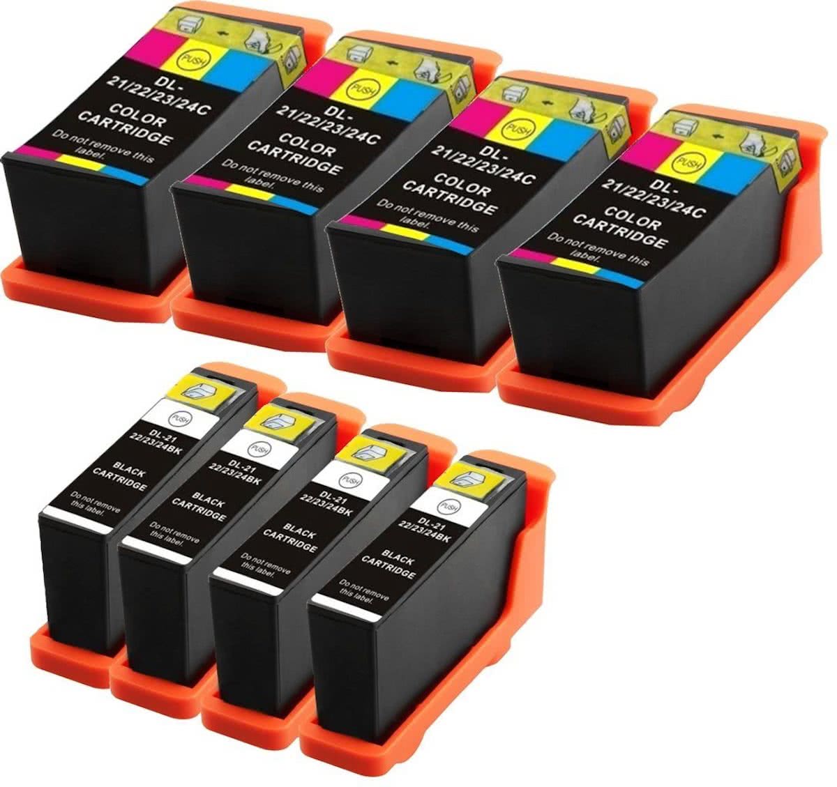 Compatible voor Dell Series 21 (22,23 en 24) InktBV® Inktcartridge-set 8pak