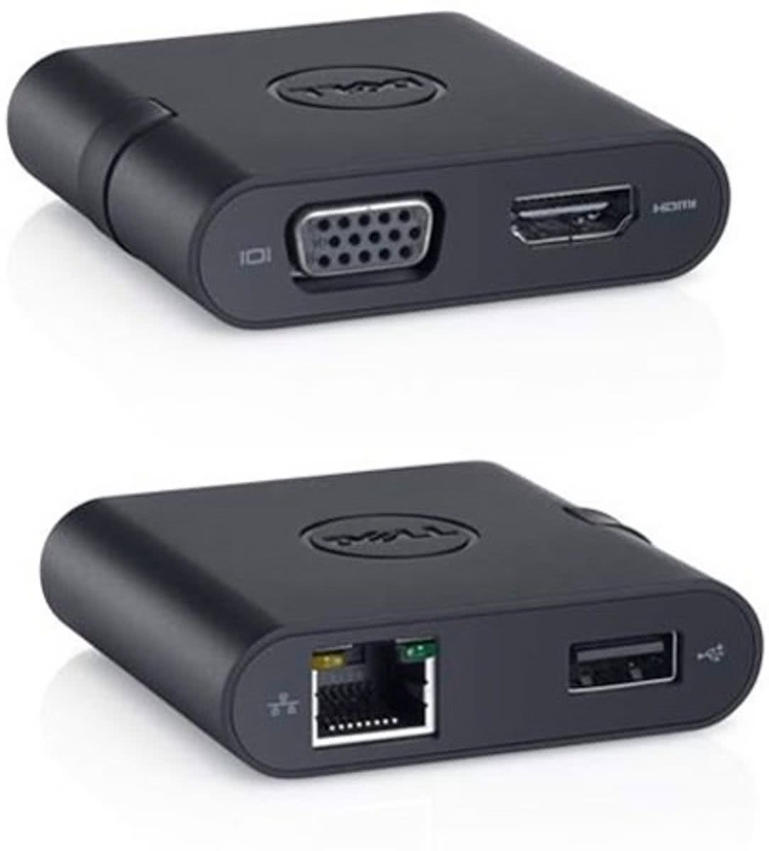 DELL 470-ABBH USB VGA, USB 2.0, RJ-45, HDMI Zwart kabeladapter/verloopstukje