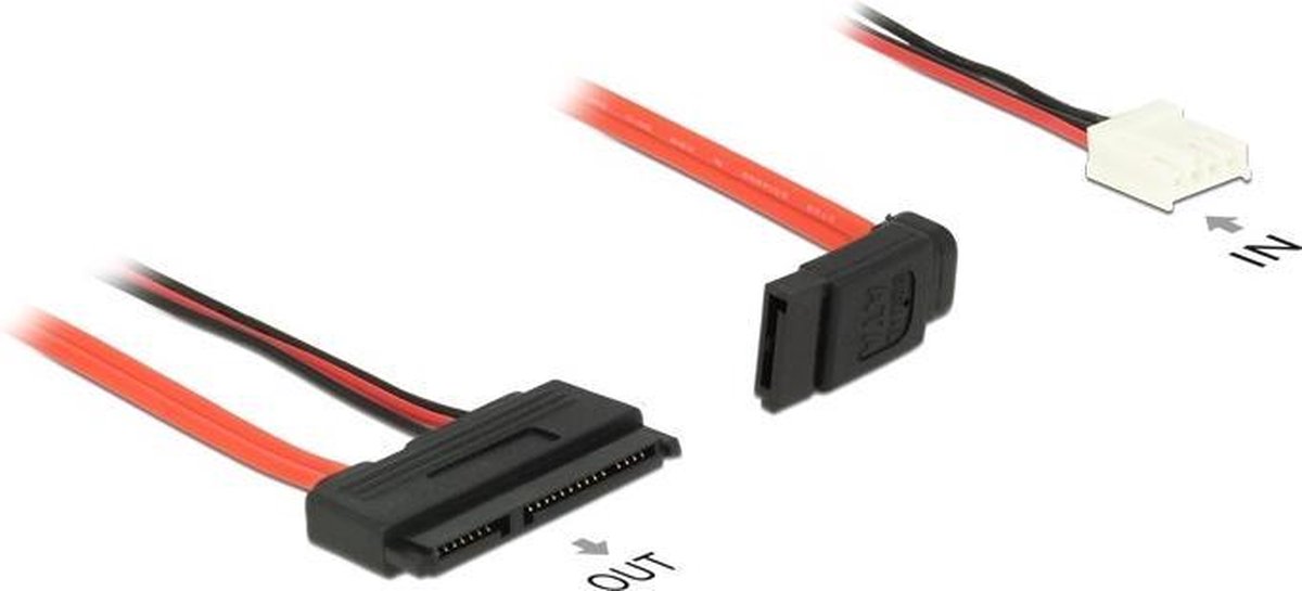 DeLOCK 0.3m, SATAIII 7p + Floppy 4p/SATAIII 22p SATA-kabel 0,3 m SATA 7-pin + Molex (4-pin) SATA 22-pin Zwart, Rood