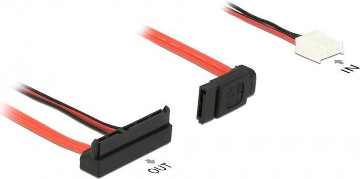 DeLOCK 0.3m, SATAIII 7p + Floppy 4p/SATAIII 22p SATA-kabel 0,3 m SATA 7-pin + Molex (4-pin) SATA 22-pin Zwart, Rood