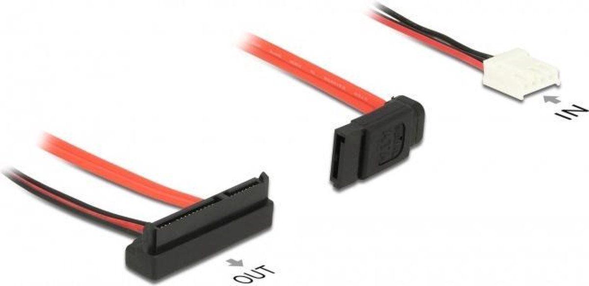 DeLOCK 0.3m, SATAIII 7p + Floppy 4p/SATAIII 22p SATA-kabel 0,3 m SATA 7-pin + Molex (4-pin) SATA 22-pin Zwart, Rood